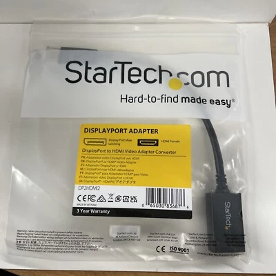 DisplayPort to HDMI Video Adapter Cable StarTech.com DP2HDMI2 NEW SEALED MALE - Image 1 of 2