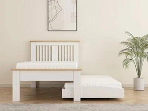 White,oak wood guest bed,underbed,trundle,overnighter wooden frame 3ft single - Picture 1 of 3