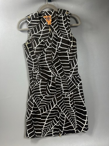 Abito tubino TORY BURCH marrone bianco stampato zip davanti taglia 4