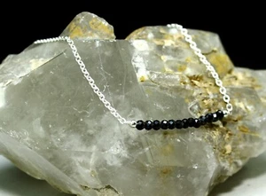 Natural Black Spinel Gemstone Solid 925 Silver Handmade Necklace Gift Jewelry - Picture 1 of 6