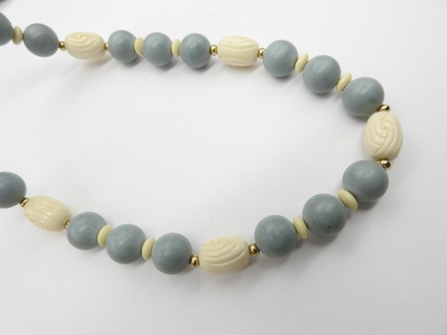 OFF WHITE Collana Perline Firmata Napier Blu Off Bianco Texture Vintage