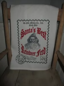 Santa towel, tea towel, Christmas towel, kitchen towel, Holiday decor,flour sac - Picture 1 of 12
