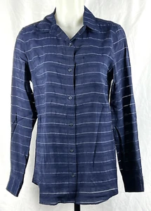 Neu ohne Etikett NEU Banana Republic blau transparent gestreift Knopfleiste L/S klassische Passform Hemd M - Bild 1 von 2