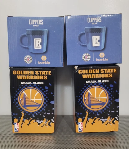 GOLDEN STATE WARRIORS PAIR OF CHALK GLASSES LA CLIPPERS PAIR OF BUMBLE MUGS SGA Cover