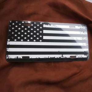 Tactical American Flag Aluminum License Plate Matte Black on Black X025 - Picture 1 of 3