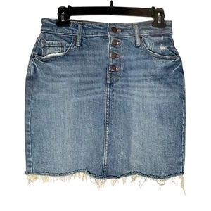 Old Navy Denim Short Skirt Button Front Frayed Hem Blue Womens Size 2 Distressed - Picture 1 of 8
