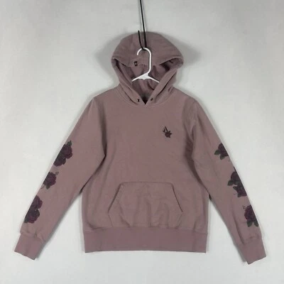 Volcom Hoodie Pullover Rose Print Womens Medium Pink Kangroo Pocket Lounge L/S - Image 1 of 4