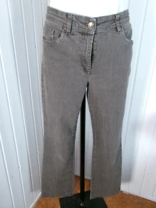 Pantalon jean taille haute droit stretch marron Caroll w32 42 brodé clouté - Picture 1 of 9