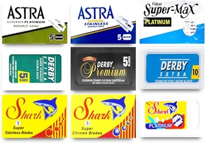 Astra-Derby-Shark-Permasharp 50 Quality Double Edge Razor Blades Sampler (9 Diff - Picture 1 of 12