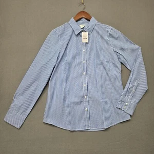 J by J. Crew Women's Blue& White Striped Long Sleeve Button Up Shirt Size M NWT - Picture 1 of 6