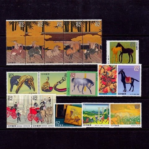 C1287-1302D, Horse Series, Set of All 16 Kinds of Stamps MNH Japan - Image 1 of 1