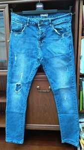 883 Police Moriarty Slim Fit Button Fly Jean W34 L31 Dark Wash - Imagen 1 de 14