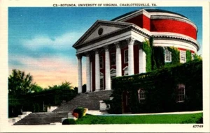Postal de lino Rotonda Universidad de Virginia Charlottesville VA UNP - Imagen 1 de 2