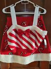 NWT NOBO Juniors Women's L 11/13 Red White Candy Cane Sweater Top Skirt Outfit