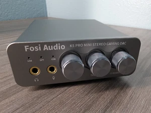 Fosi Audio K5 Pro DAC Amplificatore Cuffie HiFi Stereo Uscita Alta Potenza per Microfono Gaming - Foto 1 di 8