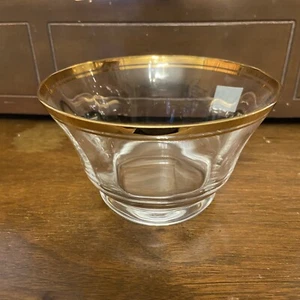 Vintage BNWOT Mikasa Jamestown Clear Gold Rimmed Round Bowl - Picture 1 of 11