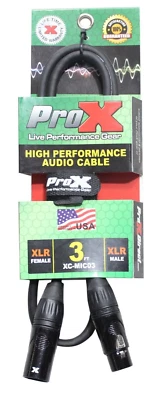 ProX XC-MIC05 XLR-F to XLR-M Balanced High Performance Microphone Cable, 5FT MIC - Image 1 of 3