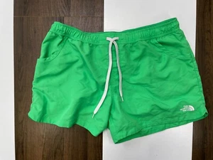 North Face Womens Size L Green Bike Shorts Gym Running Jogging Drawstring Pocket - Picture 1 of 9