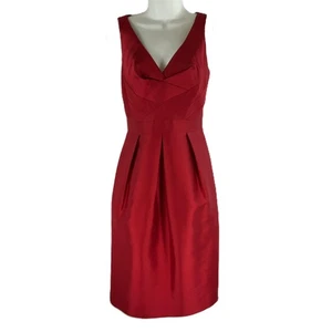 Hobbs Ruby Red Wool & Silk Blend Strapless Pleated Midi Occasion Dress UK 12 - Picture 1 of 7