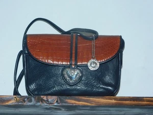 ONE WORLD by BRIGHTON IN BLACK PEBBLED LEATHER AND DARK CAMEL REPTIL EMBOSSING - Bild 1 von 19