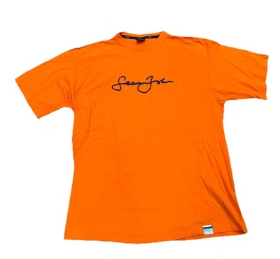 Camiseta para hombre Y2K Sean John cuello redondo manga corta naranja talla XL Foto 1 de 4