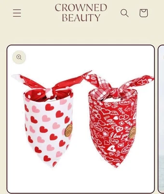 Dog Bandana Large 21" Pink & Red Adjustable Cotton Pet Scarf Foto 1 de 4