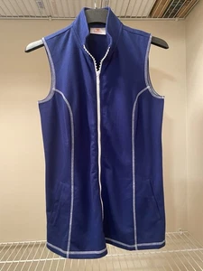 New Quacker Factory Blue Sleeveless Vest with Pockets And Rhinestone Zipper XS - Picture 1 of 13