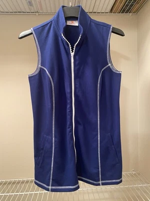 New Quacker Factory Blue Sleeveless Vest with Pockets And Rhinestone Zipper  XS - Image 1 of 4