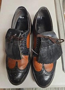 VINTAGE NETTLETON KILT GOLF SHOES ALL LEATHER RARE MEN NO SIZE 2 TONE - Picture 1 of 7