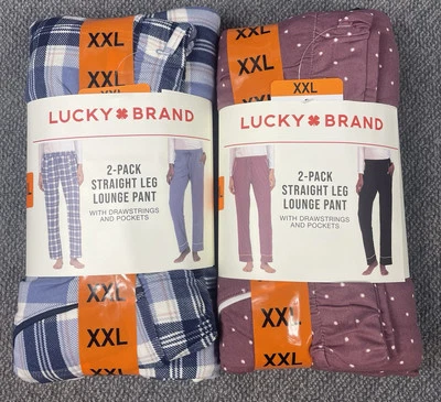 Lucky Brand Ladies' XXL Lounge Pant Lot of 4 Pink, Black, Blue & Blue Plaid NWT - Image 1 of 4