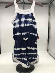 Limited Too Girls French Terry Romper w/Pockets Navy Blue Tie-Dye Size L (12/14) - Picture 1 of 5