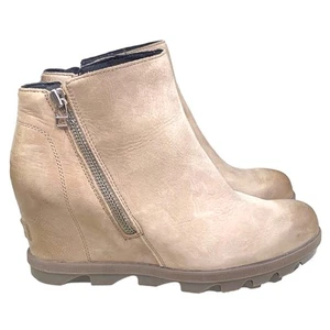 Sorel Women’s Joan Of Arctic Tan Hidden Wedge Ankle Boot Size US 9.5 - Picture 1 of 9