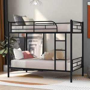 Bunk Bed,Twin over Twin Metal Bunk Bed,Metal Bunk Bed Twin with Ladder and Safet - Picture 1 of 6
