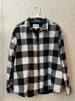 ORVIS женщин черный буйвол клетку фланель флис с подкладкой Snap рубашка куртка XXL - Изображение 1 из 4