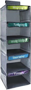 5 estantes semanales 11 pulgadas (W) x 11,8 (L) x 32,3 (H), gris  - Imagen 1 de 7