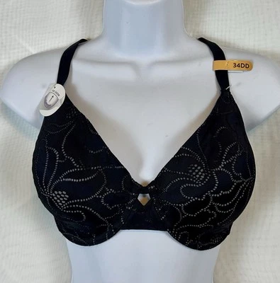 NWT Hanes Black Lightly lined Underwire Bra 36D - Image 1 of 4
