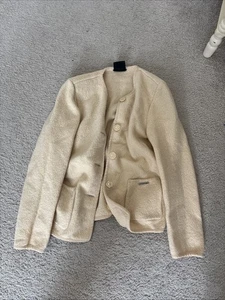 Geiger Collections Women's Button-Up Cardigan W/ Shoulder PadBeige Sz 36 Vintage - Picture 1 of 2