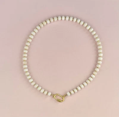 Ожерелье/колье с застежкой-карабином из золота 14 карат с белыми драгоценными камнями - Изображение 1 из 4