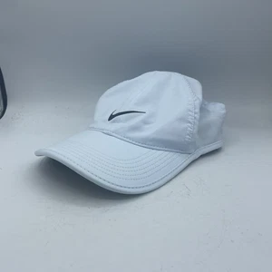 Nike Hat Cap Strap Back White Black Swoosh Vented Featherlight Outdoor Mens - Picture 1 of 7