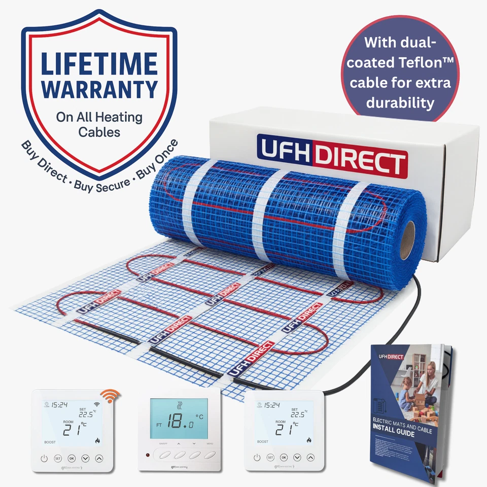 Electric Underfloor Heating Mat 200W – Dual-Teflon Cable with LIFETIME WARRANTY - Image 1 of 4