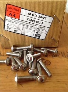 M6 Stainless Steel Button Head Screws /  Allen Bolts A2 OR A4 - Flange No Flange - Picture 1 of 9