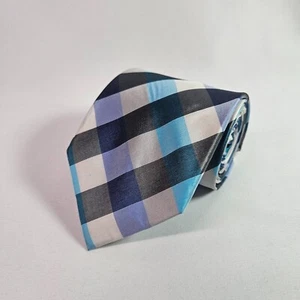 CHAPS 100% Silk Tie Geometric Blue White 3.25" x 59" - Picture 1 of 9