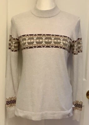 Suéter Pullover Woolrich Talla PS 22% Beige Merino Manga Larga Tribal CabinCore Foto 1 de 4