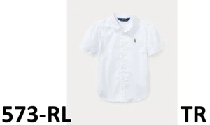 POLO RALPH LAUREN Girl's Oxford Shirt Puffed Sleeve, White~ Size 14 - Picture 1 of 3