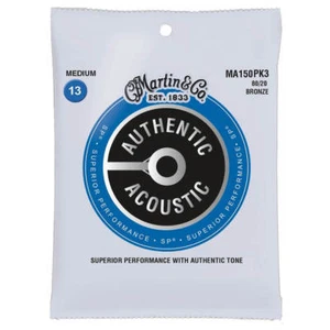 Paquete de 3 cuerdas para guitarra acústica Martin MA150PK3 MA150 80/20 bronce mediano 13-56 - Imagen 1 de 1