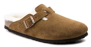 Sabot Boston Shearling Birkenstock 1001141 in camoscio marrone con pelo (35-42) - Foto 1 di 1