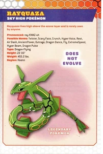 Tarjeta coleccionable Pokémon Rayquaza 2012 personaje figura de acción pin-up arte impresión anuncio - Imagen 1 de 4