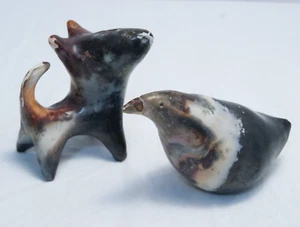 Studio Sculpture Art Pottery Bird & Dog Stylized Artist Signed Toland OOAK READ - Picture 1 of 19