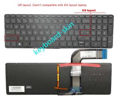 New for HP 15-K 17-K 17-Kxx 17-k201nf series laptop keyboard US backlit - Image 1 of 4