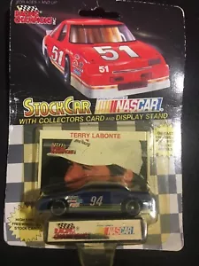 RACING CHAMPIONS STOCK CAR NASCAR TERRY LABONTE BLUE #W/CARD AND STAND 1/64 - Picture 1 of 2